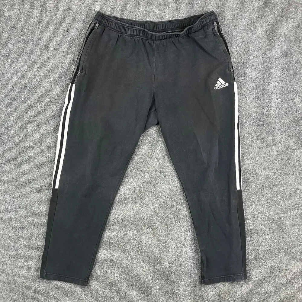 Adidas Sweatpants Mens Size 2XL‎ Black Striped Elastic Waist Athletic Jogger